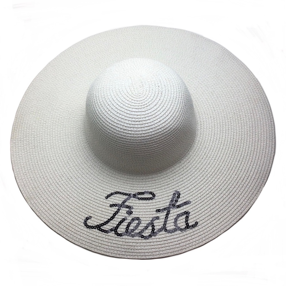 Nicole Marciano Fiesta Sequin Straw Floppy Beach Hat